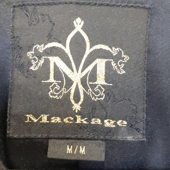Mackage Coat Black Leather Trim M - Picture 4 of 5